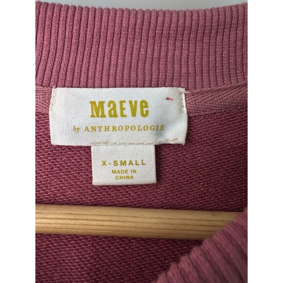 Maeve Anthropologie Layered Sweatshirt Tunic Womens XS  Mauve Puff Sleeve Office - Picture 4 of 8